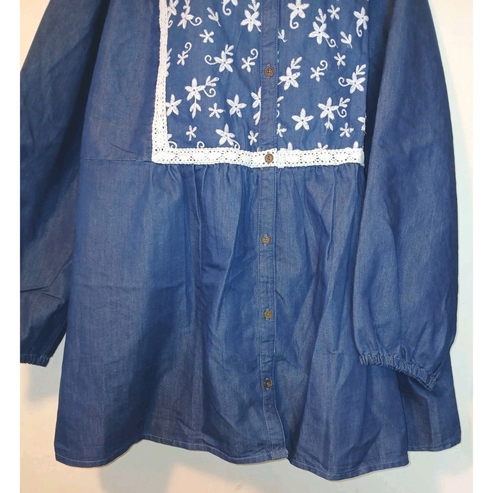 NEW Woman Within Maternity Jean Shirt Blouse Embroidered 100% Cotton SZ 3X  D142 - Picture 5 of 8